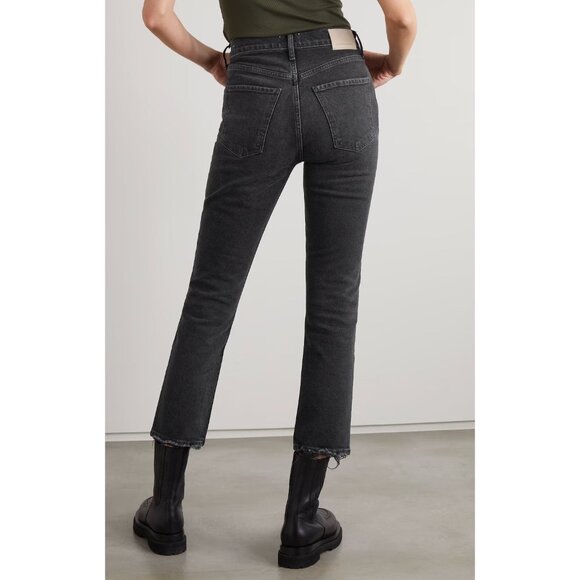 Citizens of Humanity Jolene Jeans High Rise Straight Leg Frayed Hem Black 26 - Picture 2 of 12